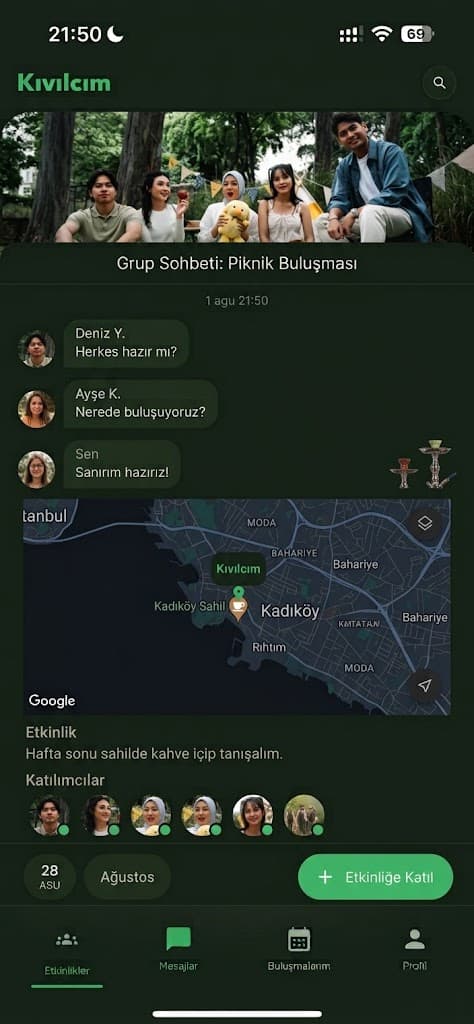 Kıvılcım sohbet ekranı